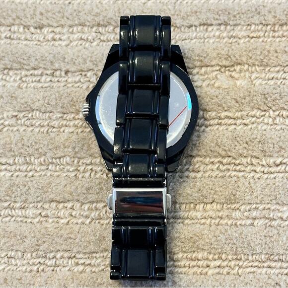 Black Stainless Steel Bling watch Needs Battery NWOT - Picture 9 of 11